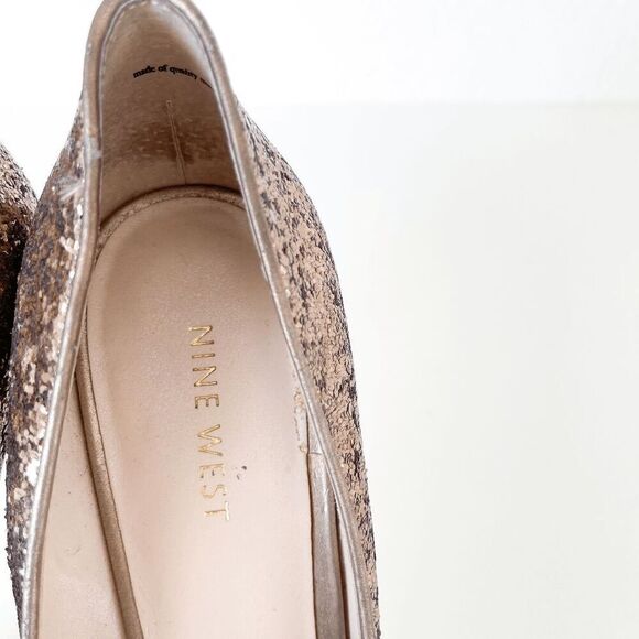 Nine West Womens Fortonight Glitter Classic Platform Stiletto Pump Bronze Sz 7.5 - Picture 6 of 8